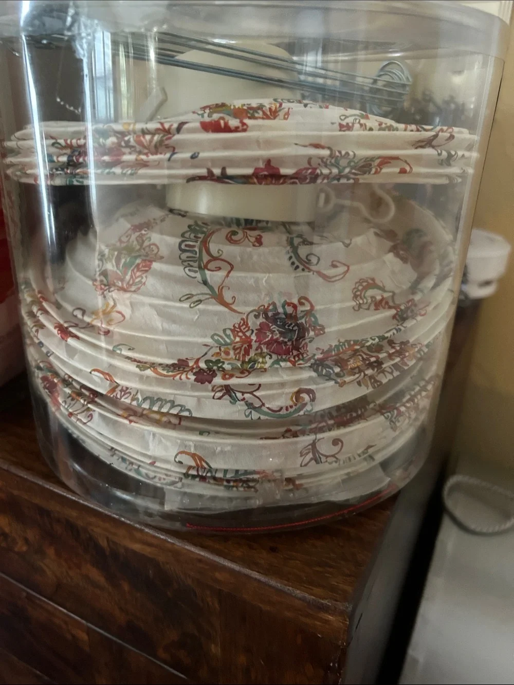 Cost Plus World Market Antigua Paisley Lanterns in Red and Cream